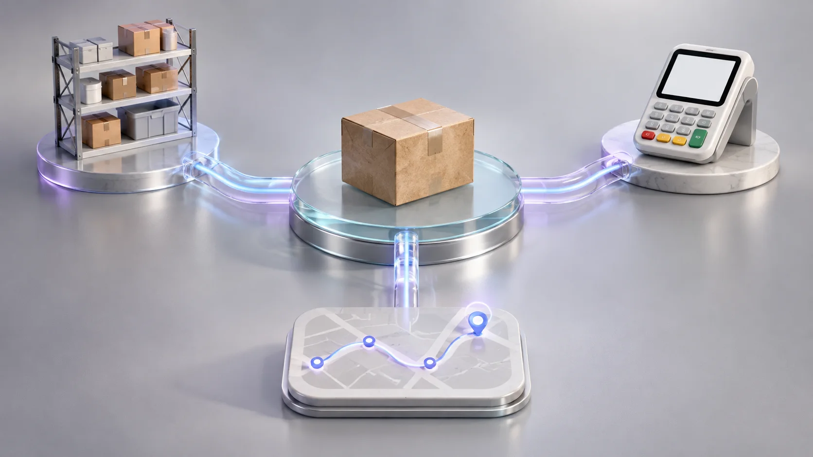 An order's connections to inventory, payment and delivery