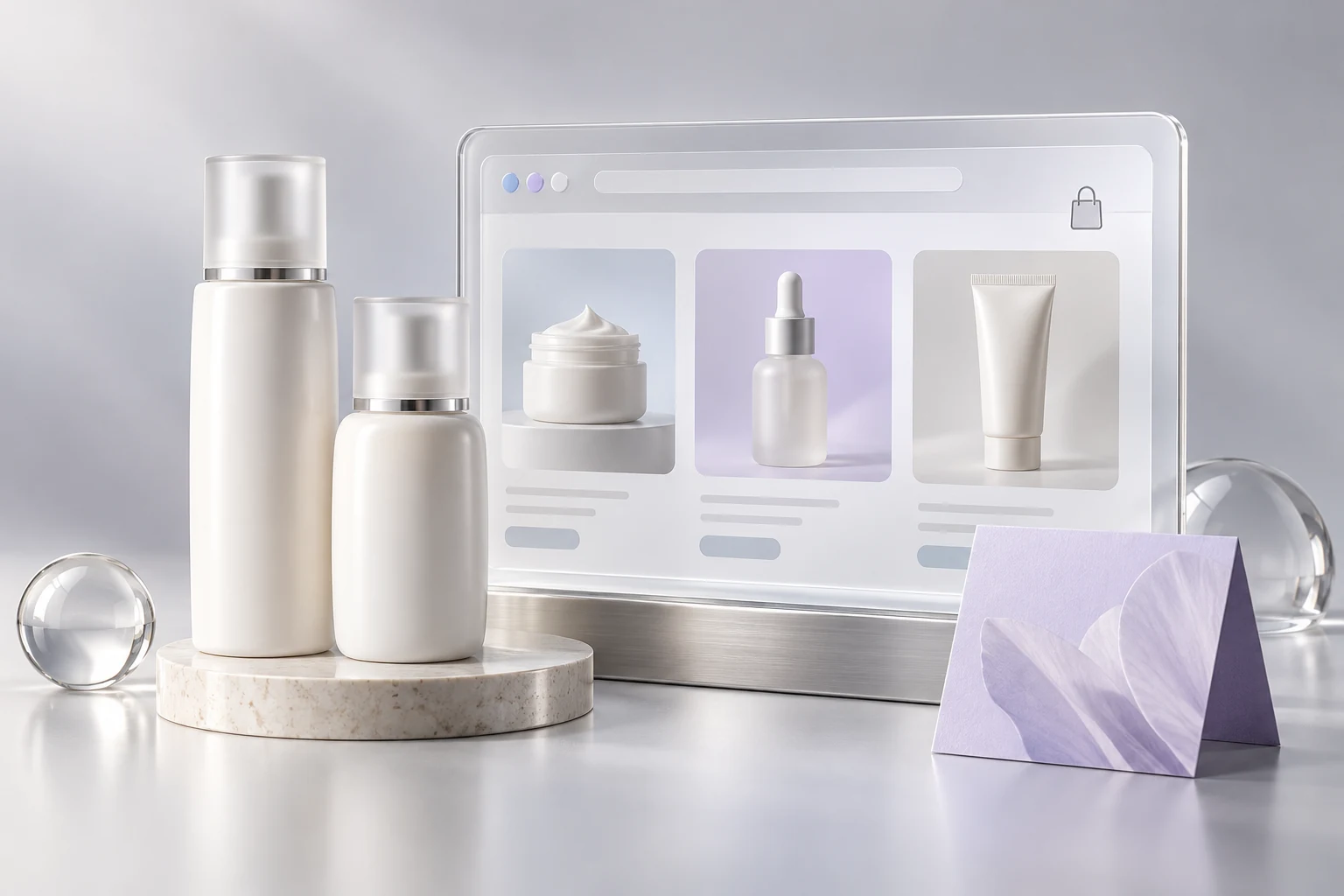 Концептуальная иллюстрация веб-витрины косметики; не скриншот Get Beauty