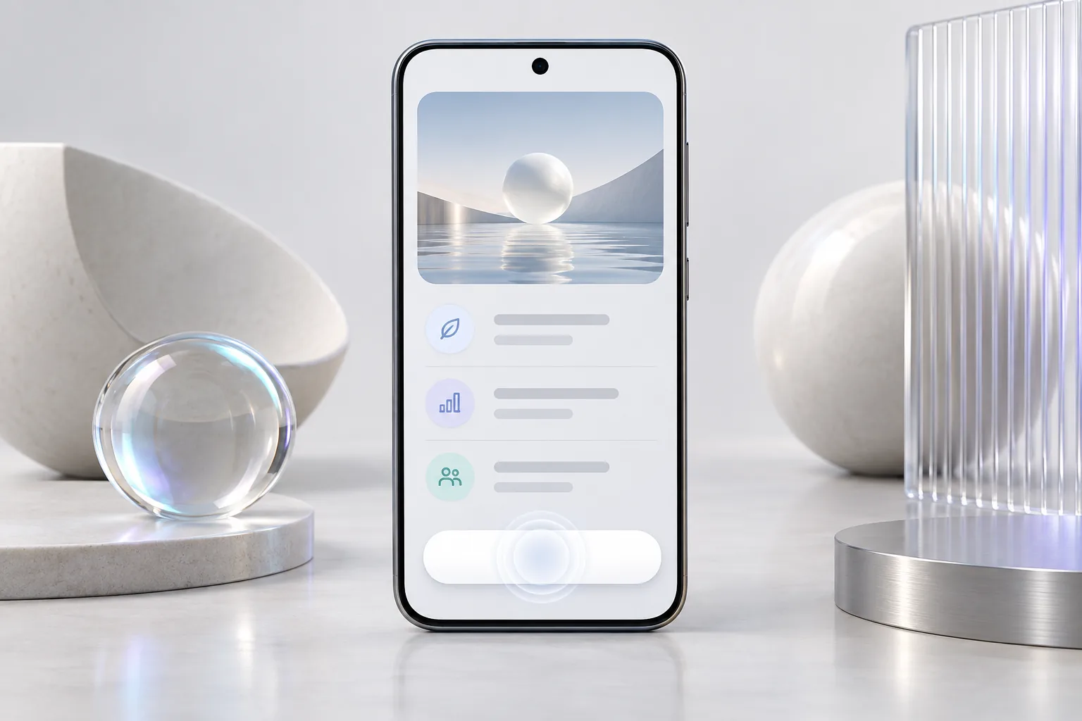 A smartphone with a concise service page and prominent inquiry button
