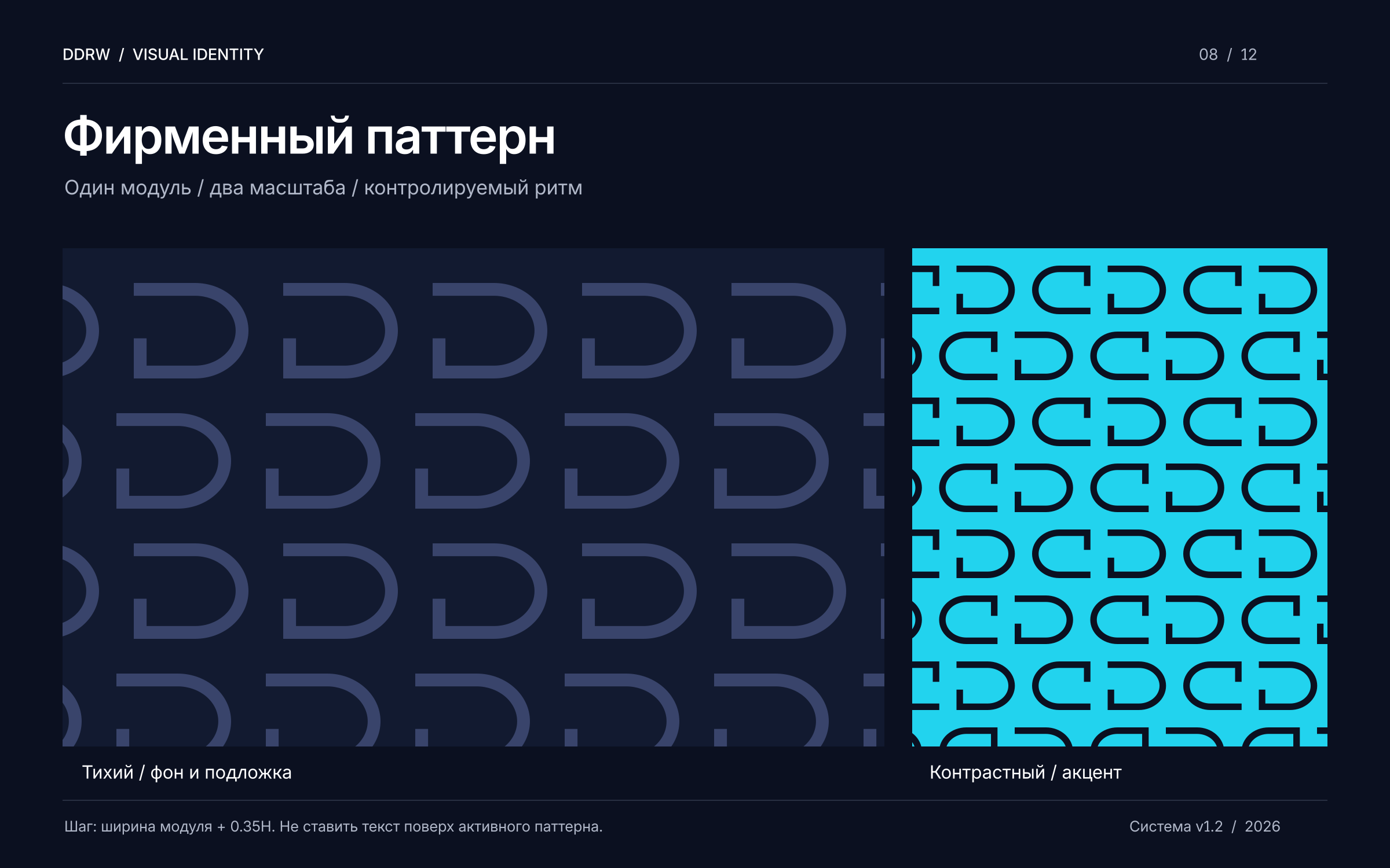 Паттерн DDRW из обновлённой D: спокойная тёмная подложка и контрастная голубая версия.