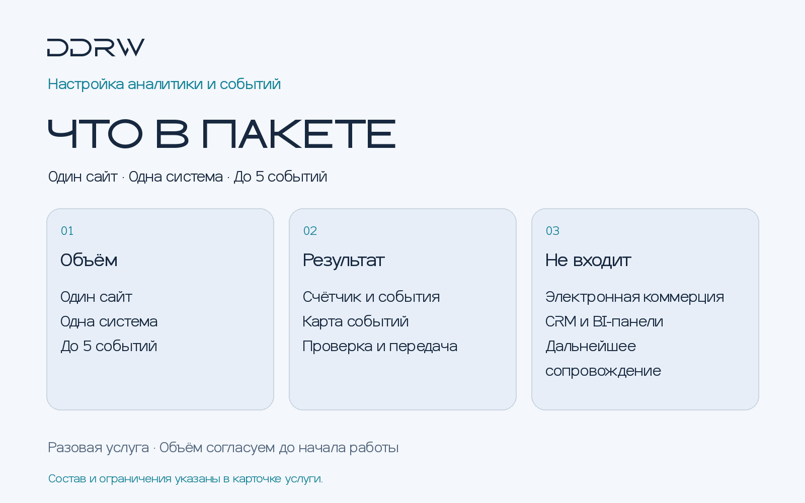 Настройка аналитики и событий — объём, результат и ограничения пакета